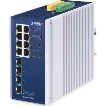 Switch PLANET Technology Planet IGS-4215-8T4X průmyslový L2/L4 switch, 8x1Gb, 4x10Gb SFP+, -40~75°C, 9-48VDC, IP30, fanless