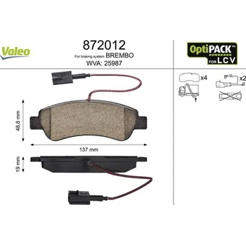 Brzdová destička Sada brzdových destiček, kotoučová brzda VALEO 872012