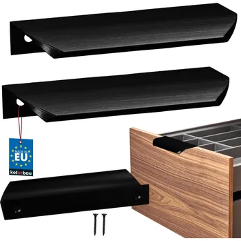 Nábytkové kování Uchyt nábytkový hliníkový černý mat 96/116 mm sada 2 ks. - 2 ks.