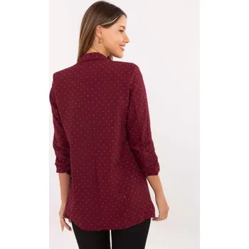 Bordová dámská bunda se zvrásněnými rukávy