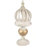 Kovová dekorace koruna na podstavci s bílou umělou patinou – 22x53 cm + doprava zdarma