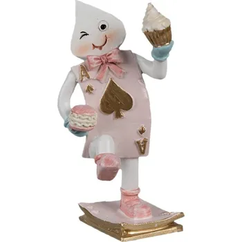 Dekorativní figurka růžová pokerová karta s dortíky v rukách – 9 cm