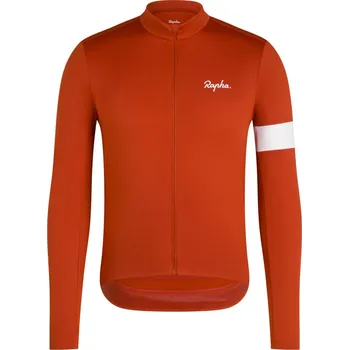 cyklistický dres Rapha Men's Core Thermal Long Sleeve Jersey - paprika / white M