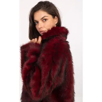 Bordová kožešinová bunda s kapsami RUE PARIS
