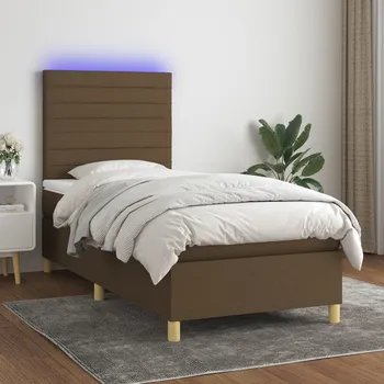 Ložnice vidaXL Box spring postel s matrací a LED 90x190 cm textil [3135483] Barva: tmavě hnědá