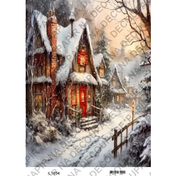 Umělecký papír Rýžový a soft papír na decoupage - Zimní krajinka - KB01654 Materiál: Soft, Rozměr: A4