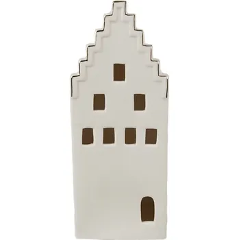 Dekorace béžový porcelánový domeček Gustav – 20 cm