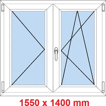 Okno Soft Dvoukřídlé plastové okno 155x140 cm, O+OS