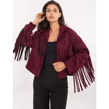 Bordová semišová bunda s límcem