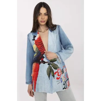 Dámské sako Modrý sako s tropickým potiskem