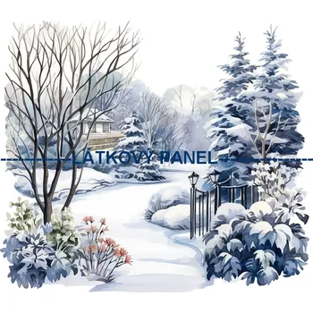 Látkový panel - Zimní krajinka - ZIM-59 Velikost: 15x15cm, Materiál: Teplákovina nepočesaná