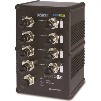 Switch PLANET Technology Planet vodotěsný průmyslový switch, 8x100Mb M12, -40~+75°C, IP67, 12-48VDC