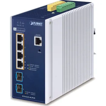 Switch PLANET Technology Planet IGS-6325-4UP2X průmyslový L3 switch, 4x2.5Gb, 2x10Gb SFP+, PoE 802.3bt 360W, 48-54VDC, -40~75°C, IP30, fanless