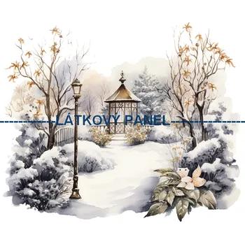 Látkový panel - Zimní krajinka - ZIM-60 Velikost: 15x15cm, Materiál: Kočárkovina