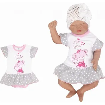 Kojenecký body Sukničkobody krátký rukáv - MYŠKA šedé puntíky - vel.80