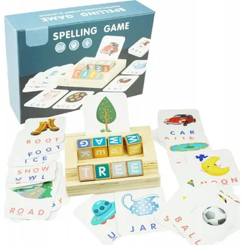 Dřevěná hračka Jazykové karty na dřevěném stojánku – hláskování