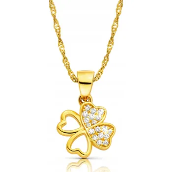 Řetízek Zlatý Řetízek s přívěskem 925/585 Čtyřlístek k prvnímu přijímání