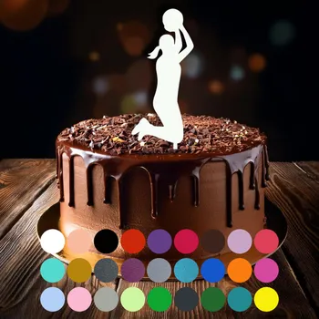 Jedlá dekorace na dort Zápich do dortu - Basketbal-dívka (1) Medová (průsvitná)