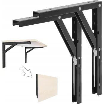 Koupelnový nábytek Skládací úhelníková podpěra / konzole pod polici L-200, Černá sada 2 kusů