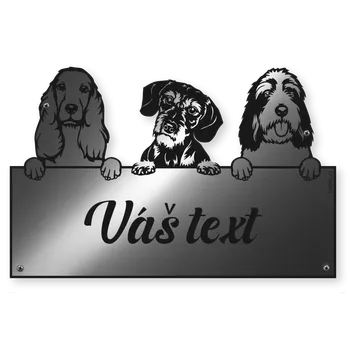 Plechová cedule Psí cedulka: 3 pejsci z ilustrací