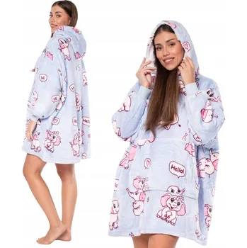 Dámská mikina Mikina Deka Mikinová Deka 2v1 Oversize XXL s kapucí Tlustá Sherpa Fialová