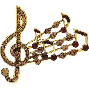 Brož B-TOP Brož Houslový klíč s notami Druh barvy: Šampáňo