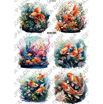 Umělecký papír Rýžový a soft papír na decoupage - Ryby akvarijní - KB01651 Materiál: Soft, Rozměr: A4