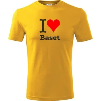 Chlapecké tričko Žluté dětské tričko I love Baset - dárek pro malého pejskaře / pejskařku - barva žlutá - velikost 10let