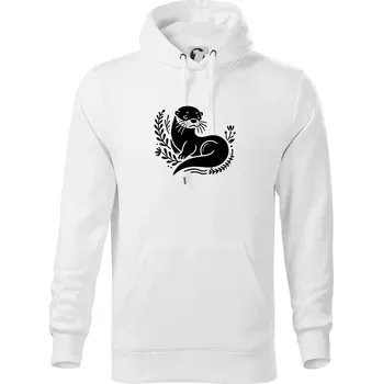 Pánská mikina Vydra černobílá - Mikina pánská Cape s kapucí - 5XL ( Bílá )