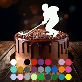 Jedlá dekorace na dort Zápich do dortu - Hokejbal (1) Černá (metalická)