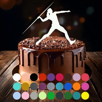 Jedlá dekorace na dort Zápich do dortu - Hod oštěpem-dívka (1) Světle žlutá (pastelová)