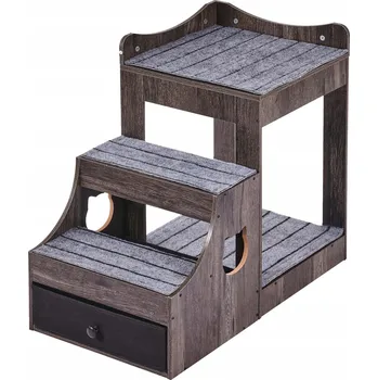 Pelíšek pro psa Schůdky pro zvířata 83x45x67,5 cm Šedé, patrová postel pro malá zvířata