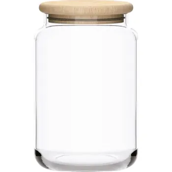 Dóza na potraviny Skleněná nádoba s dřevěným víčkem na svíčky, v16 x š10 cm