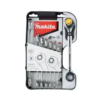 Klíč Makita sada klíčů očkoplochých ráčnových oboustranných SW8/10/12/13/14/15/17/19mm, 8ks STOP