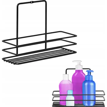 Koupelnový nábytek ČERNÁ KOUPELNOVÁ POLICE KOVOVÁ DRÁTĚNÁ 1 ÚROVEŇ