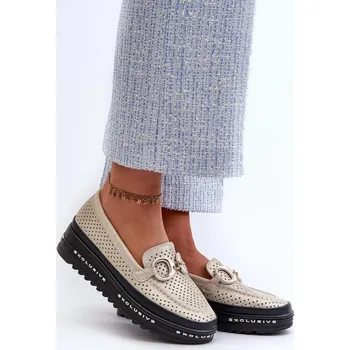 Dámské mokasíny Dámské kožené mokasíny S. Barski s ozdobou a průhledným vzorem Step in style, 41 i240_197158_2:41