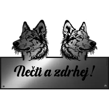 Plechová cedule Psí cedulka se 2 pejsky "Nečti a zdrhej!"