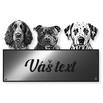 Plechová cedule Psí cedulka: 3 pejsci z fotografie