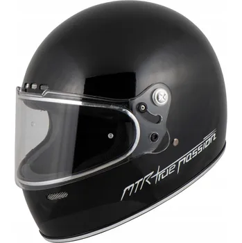 Helma na motorku MTR VINTAGE EVO Motocyklová Přilba Chopper Skútr Černá Matná vel. S