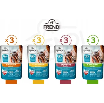 Krmivo pro kočku FRENDI mix chutí Mokré krmivo pro kočky Adult kapsička 12x100g