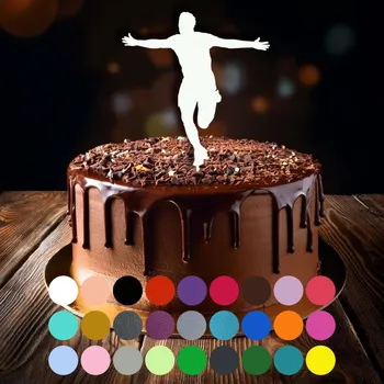 Jedlá dekorace na dort Zápich do dortu - Fotbal-chlapec (3) Černá (metalická)