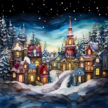 Látkový panel - Zimní městečko - ZIM-33 Velikost: 40x40cm, Materiál: Kočárkovina