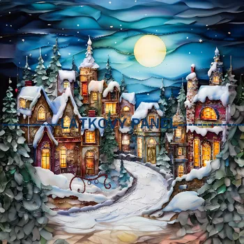 Látkový panel - Zimní městečko - ZIM-34 Velikost: 25x25cm, Materiál: Bavlna