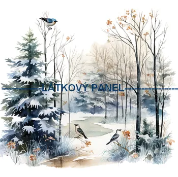Látkový panel - Zimní krajinka - ZIM-53 Velikost: 30x30cm, Materiál: Bavlna