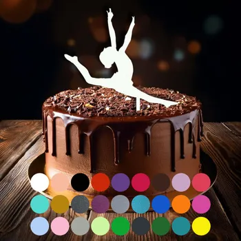 Jedlá dekorace na dort Zápich do dortu - Gymnastika-dívka (1) Malinová (průsvitná)