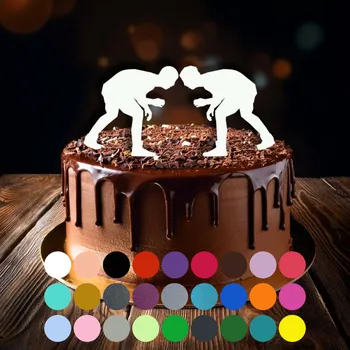 Jedlá dekorace na dort Zápich do dortu - Řecko-římský zápas/Wrestling (1) Černá (metalická)
