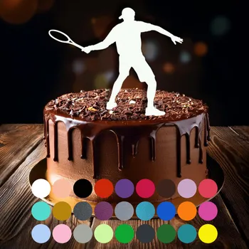 Jedlá dekorace na dort Zápich do dortu - Tenis-chlapec (1) Světle šedá