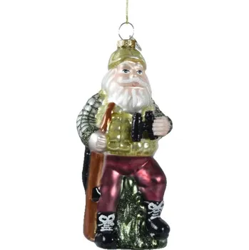 Vánoční dekorace Skleněná Vánoční Koule - Santa Mikuláš cestovatel