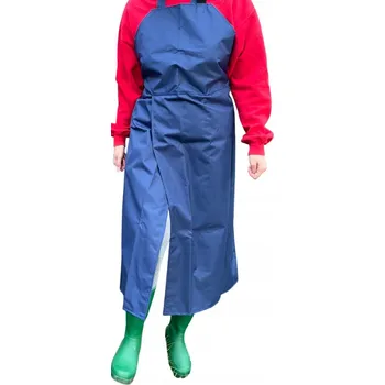 Pracovní zástěra Dojicí zástěra PVC 120/80 modrá s rozparkem, voděodolná a odolná vůči kyselinám