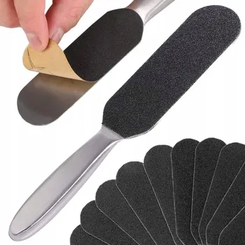 Pilník na pedikúru s 10 vyměnitelnými vložkami 24,8 cm kovový stříbrný